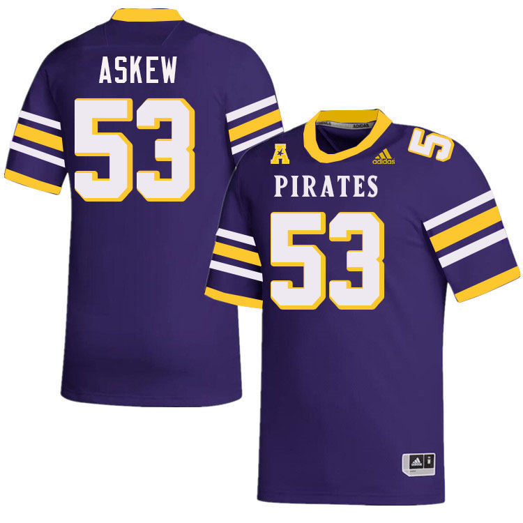 #53 Panda Askew East Carolina Pirates College Football Jersey Stitched-Purple #53 Panda Askew East Carolina Pirates College Football Jersey Stitched-Purple